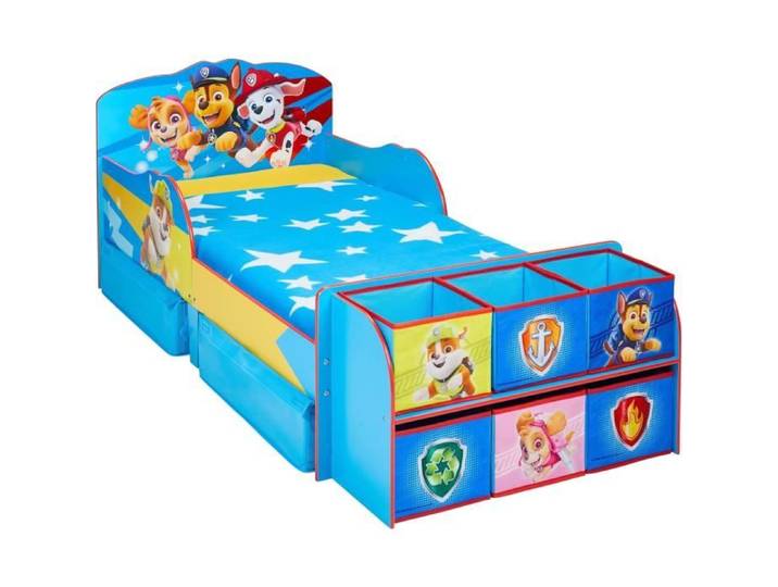 La Pat' Patrouille - Lit pour enfants avec cubes de rangement à jouets pour matelas 140cm x 70cm