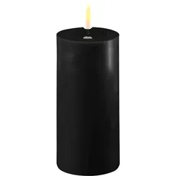Deluxe Homeart LED Stumpenkerze Real Flame schwarz, 10 cm, Ø 5 cm