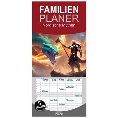 Familienplaner 2026 - Nordische Mythen mit 5 Spalten (Wandkalender, 21 x 45 cm) CALVENDO