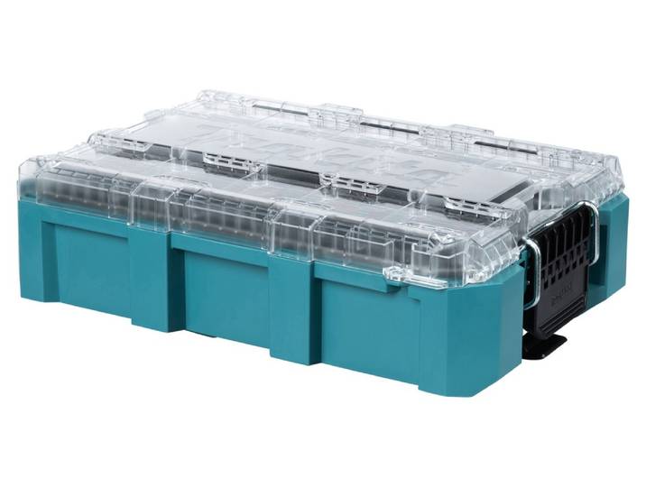 MAKITA Werkzeugbox MAKTRAK Organizer-Behälter, tief M »P-91045« max. 22,7 kg, 18,41L, 11 , blau (türkis), B:38,7cm H:16,3cm T:56,2cm, Aufbewahrungsboxen, Effizientes Be- und Entladen mit dem MAKTRAK Koffer Sortiment, Werkzeugbox