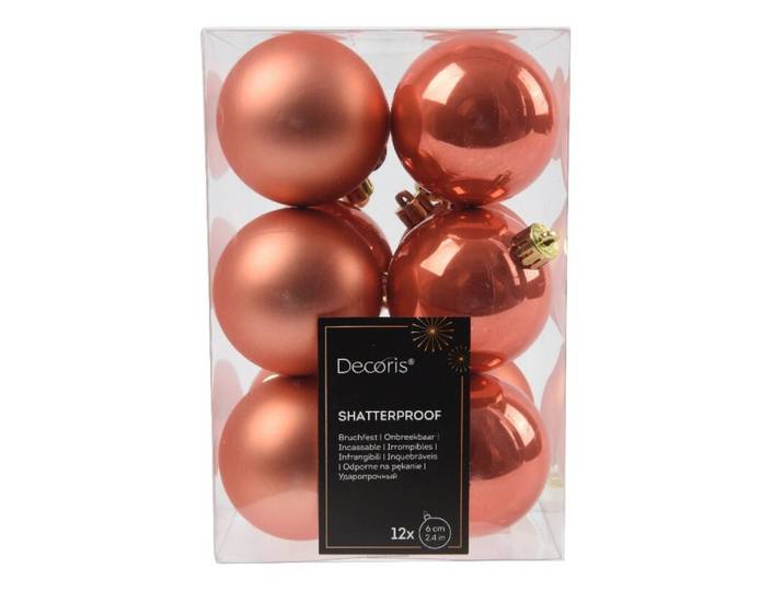 12 onbreekbare kerstballen pompoen 6 cm