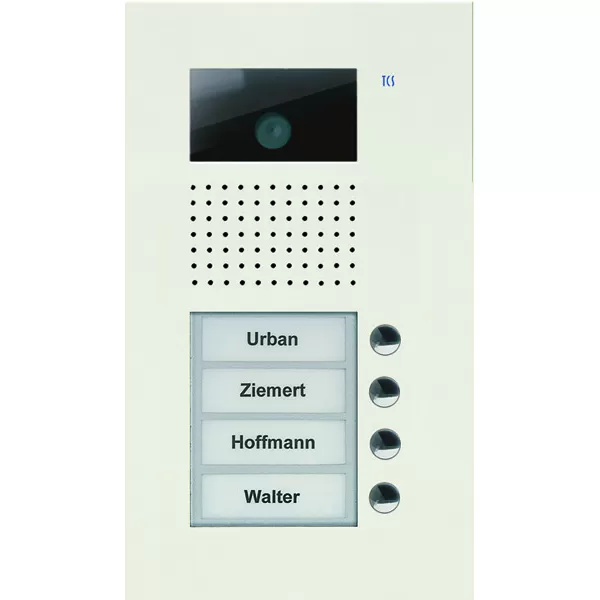 Video Außenstation Serie AVU mit 4 Klingeltasten (rechtsbündig), 1-spaltig, UP weiß TCS AVU14040-0019