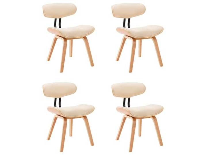 HKLGBVCR Esszimmerstühle, cremefarben, Kunstleder, gebogenes Holz, 4 Stück Ergonomisches Design, leicht zu reinigendes Kunstleder, 4 Füße aus Holz, 110 kg pro Sitz, einfacher und gepflegter Stil