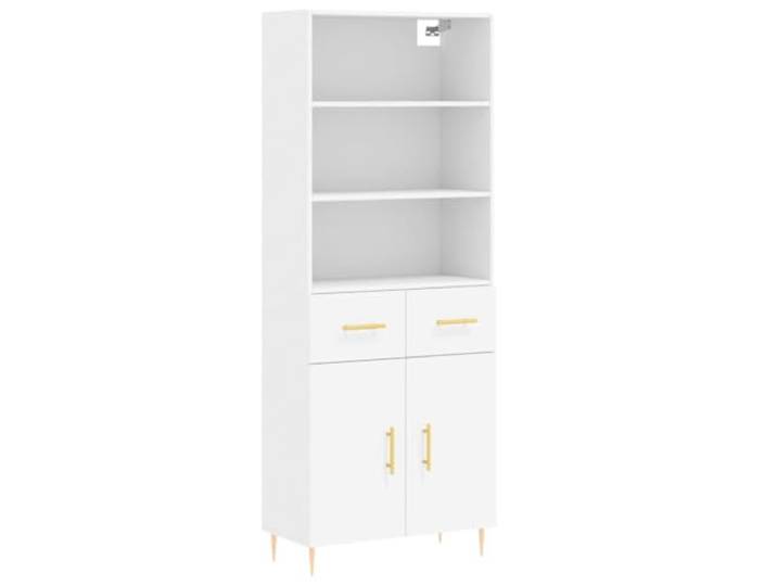 HGFDVCMR Highboard Weiß 69,5x34x180 cm Aufbewahrungsschrank Elegantes Highboard mit Metallfüßen für Wohnzimmer und Schlafzimmer. Bietet praktischen Stauraum hinter den Türen.