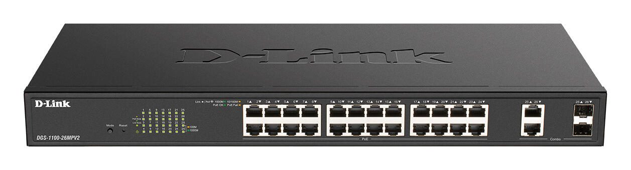 D-Link DGS-1100-26MPV2/E, 26-Port Managed Layer2 PoE+ Gigabit Smart Managed Switch