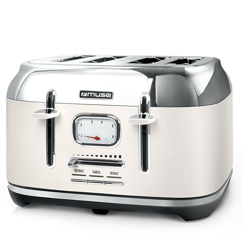 Muse Roestvrijstalen broodrooster MS-131 SC beige retro design met 4 schijven en 6 bruiningsniveaus