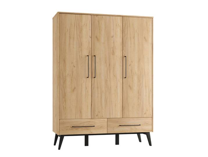 Armoire 3 portes 2 tiroirs Pinio Retro Bois