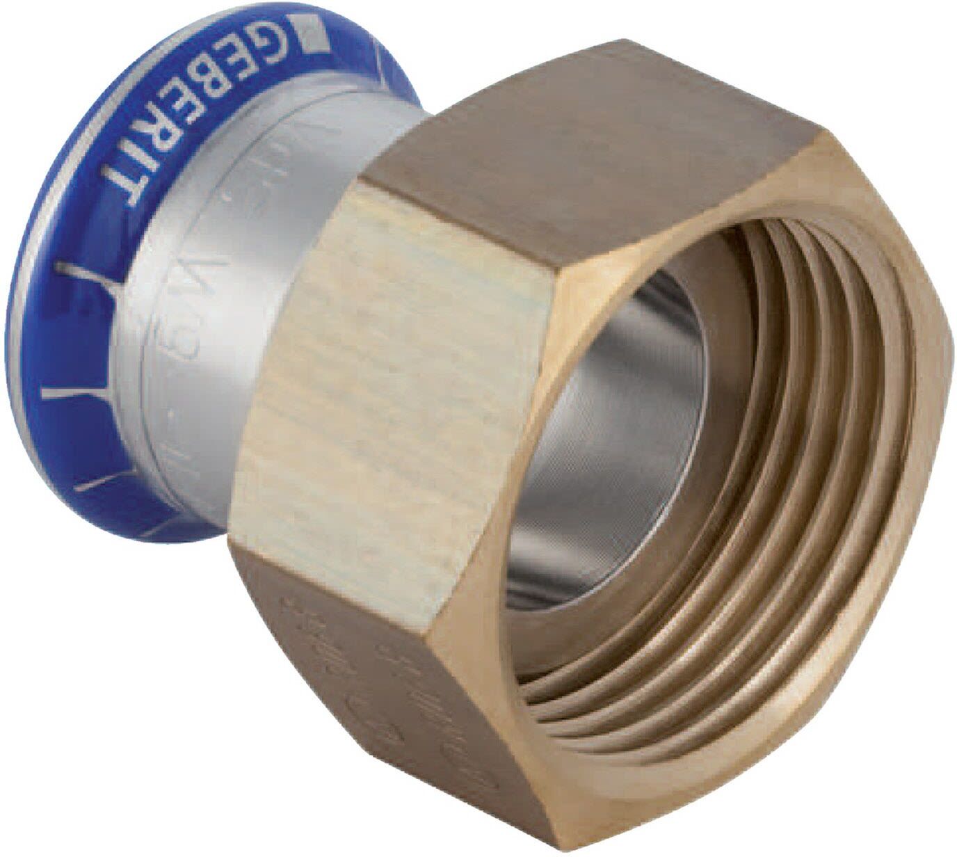 Geberit Mapress Edelstahl Übergang mit Überwurfmutter d=42mm, di=42mm, G=2", Montagezubehör, 35051,