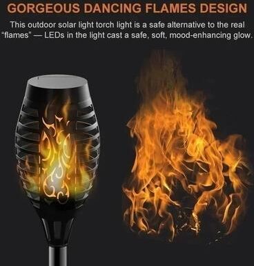 Uplift Essentials Solar Flame Torch Light Flickering Outdoor Garden Decoration Solar Flame Torch Light Flickering Outdoor Garden Decoration