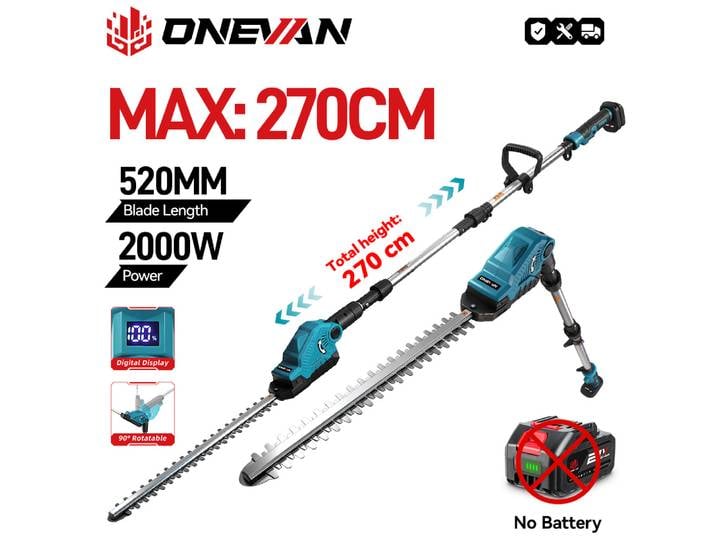 Taille-haie électrique sans fil ONEVAN 2000W, outil de jardinage pour la coupe des arbres et des branches hautes, compatible avec les batteries Makita 18V.