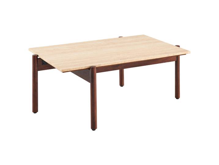 Livetastic Couchtisch, Natur, Walnuss, Holz, Stein, Akazie, vollmassiv, rechteckig, rund, 40x65x100 cm, Wohnzimmer, Wohnzimmertische, Couchtische