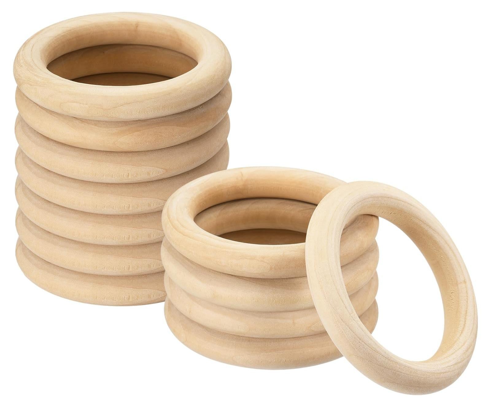 Set van 12 natuurlijke houten ringen voor DIY crafting