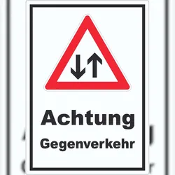 HB-Druck Aufkleber Achtung Gegenverkehr A7 (74x105mm)