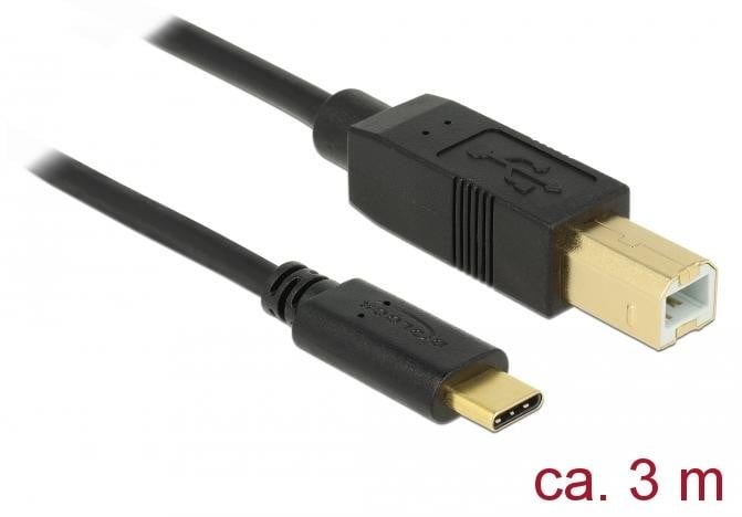 Delock USB 2.0 kabel Type-C naar Type-B, 3 meter