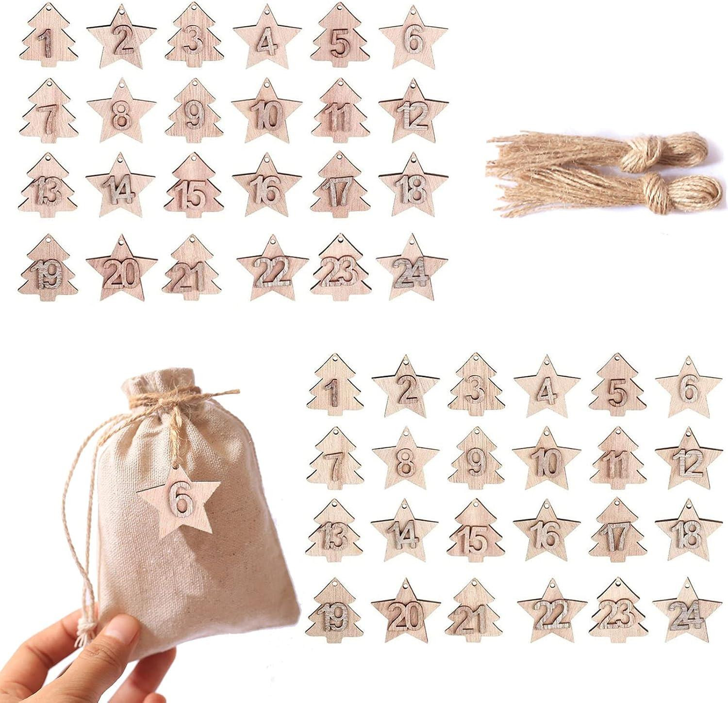 oCreon Adventskalender Houten Cijfers 1-24 Bruin