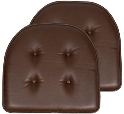 "Sweet Home Collection U-Shape Faux Leather Non Slip Memory Foam Chair Cushions 17"" x 16"""