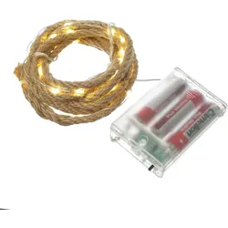 MARELIDA LED Lichterkette Seil Jute maritime Deko Kordel Tau 40LED 2m Timer für Innen