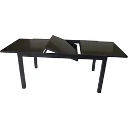 Ausziehtisch TORINO 180/240x100cm, Aluminium anthrazit + Glas schwarz