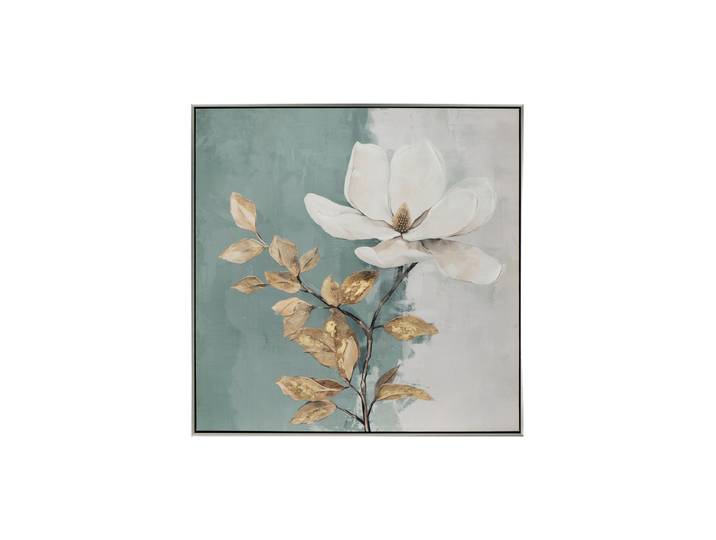 Handbemaltes, gerahmtes Bild „White Flower“ 80 x 80 cm Multicolor Crea Collection