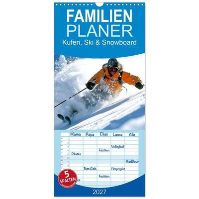 Familienplaner 2027 - Kufen, Ski & Snowboard mit 5 Spalten (Wandkalender, 21 x 45 cm) CALVENDO