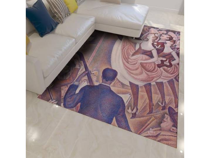HOBBOY Draagbare wasbare tapijten voor slaapkamer woonkamer woonkamer impressionisme beroemde schilderijen prints Can-Can-patroon laagpolig indoor tapijt 180 x 240 cm