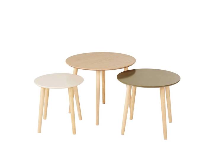 Tables gigognes rondes tricolores