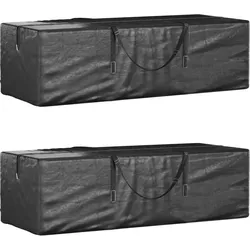 vidaXL Aufbewahrungstasche für Gartenkissen 2 Stk. Schwarz 135x40x55cm