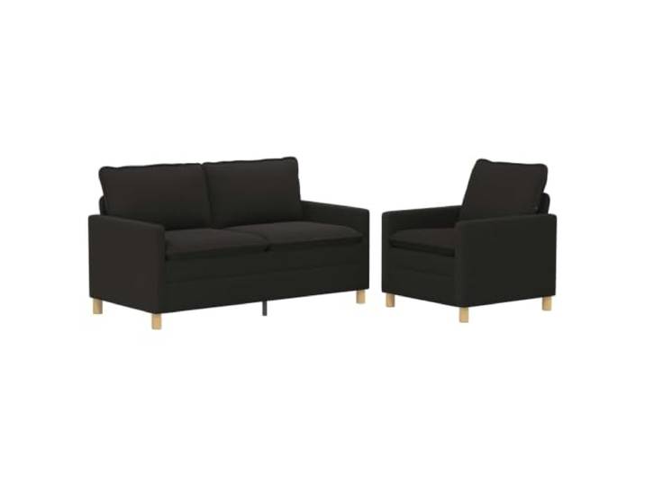 PUGYNBK Sofa-Set, 2-teilig, Schwarz, Stoff, modern, rechteckig Metallrahmen, Sheep-Stoff-Upholstery, Reißverschluss-Kissen, abnehmbar, vielseitige Wohnzimmersitz