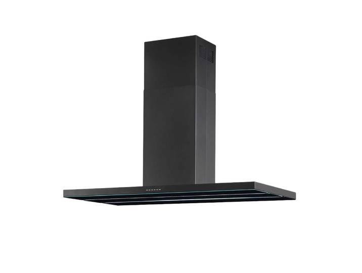 AIRONE hotte à îlot VERDI (120 cm - Acier anthracite et verre noir)