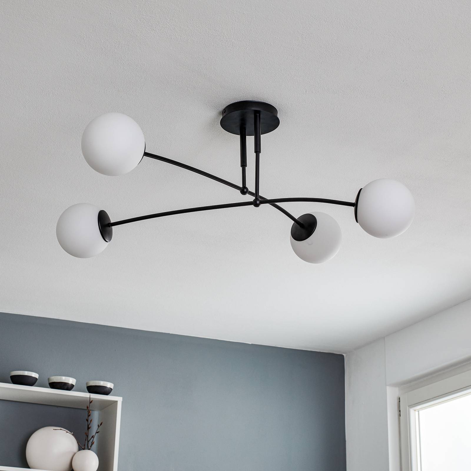 Deckenleuchte Pregos 4 EMIBIG LIGHTING, dimmbar, schwarz, für Flurbereich, Metall, Modern