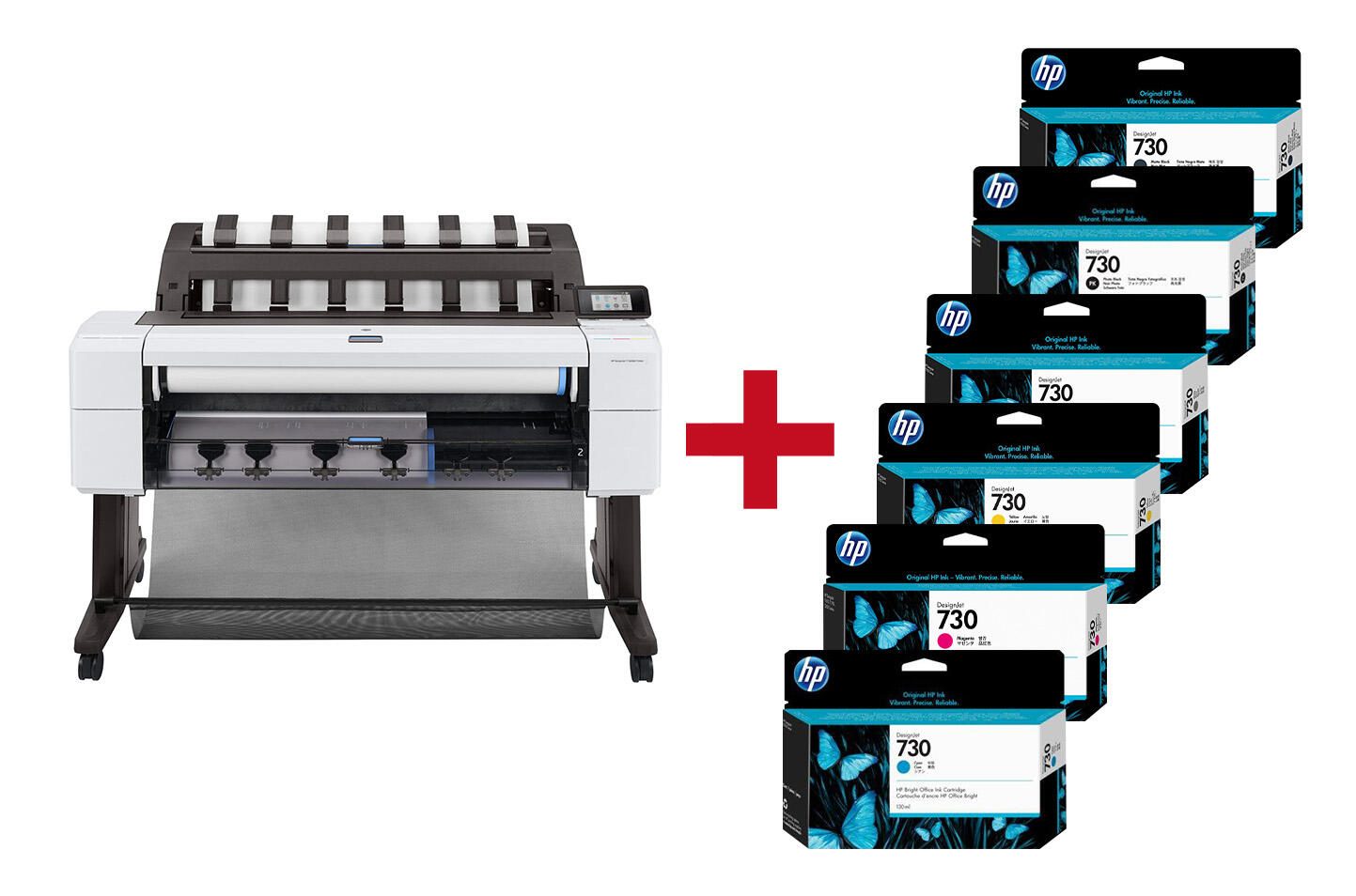HP Inc. HP DesignJet T1600dr Großformatdrucker Plotter inkusive zusätzlichem HP Tintenset 730 3EK13A#B19