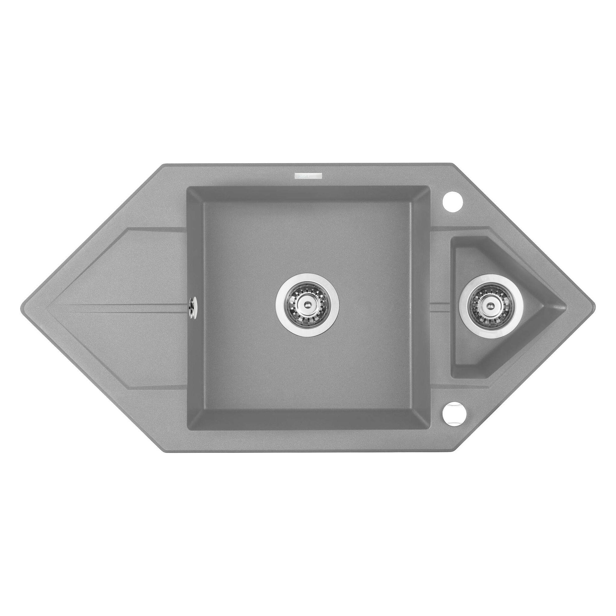 1 5-Becken-Granitspüle mit Abtropffläche - Space-Saver (Einbauspüle mit Abtropffläche) (ZQP S653)