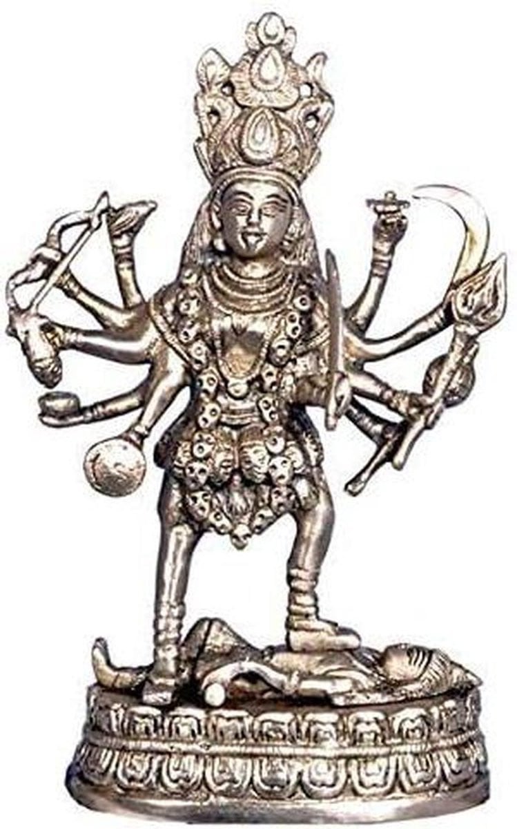 Bhadra Kali Idol Maha Kali Standbeeld Goud - 10 cm