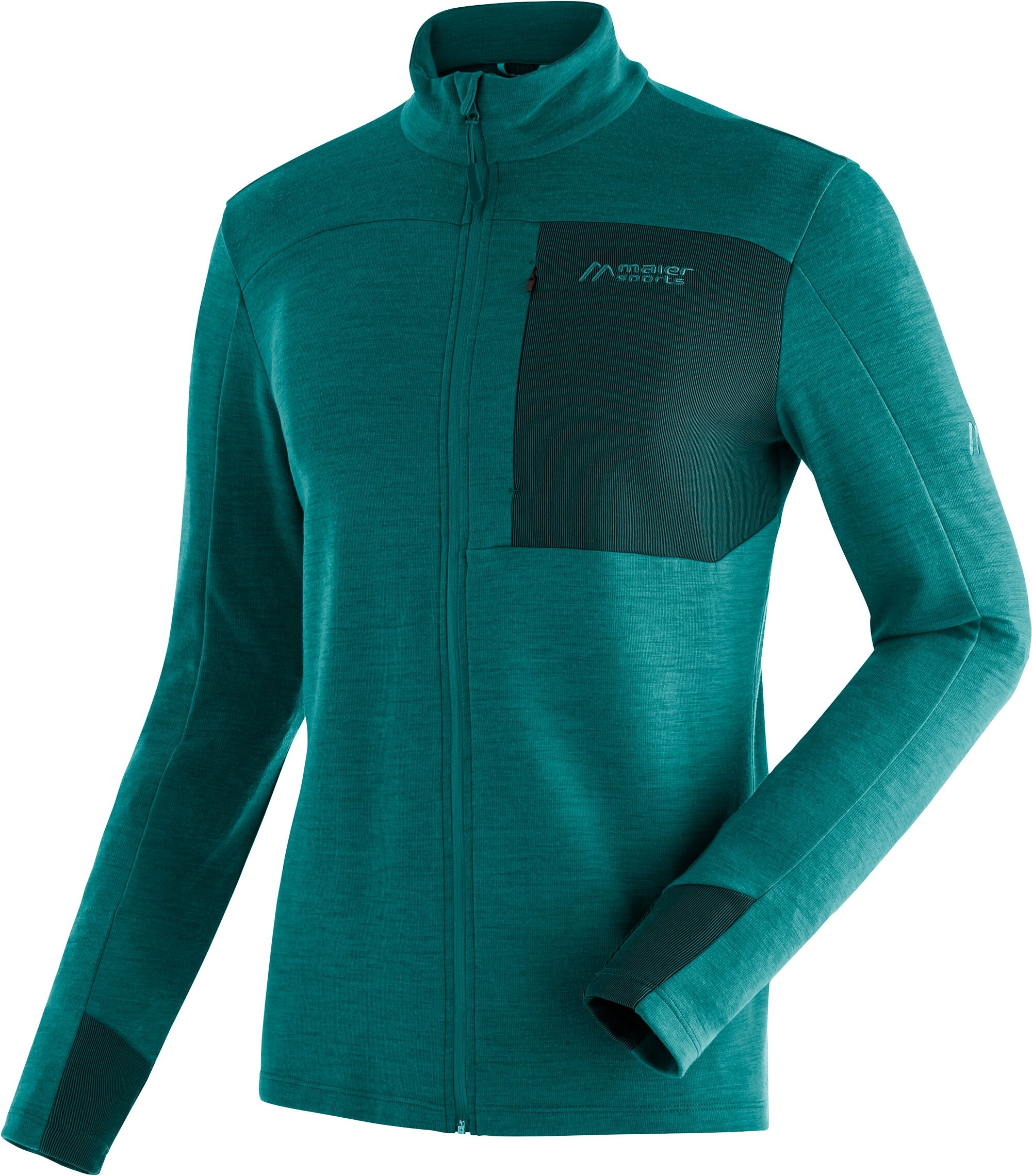 Funktionsshirt MAIER SPORTS "Skutvik M", Herren, Gr. 58, grün (flaschengrün), 40% Wolle, 35% Polyamid, 25% Polypropylen, hoch geschlossener Ausschnitt, Shirts Funktionsshirt, Midlayer-Jacke für Herren, ideal für Ski-Touren flaschengrün 58
