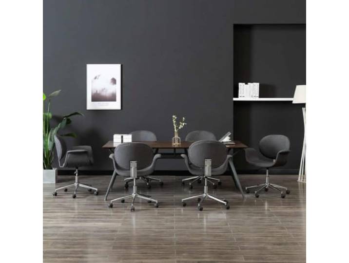 HGPOTUY 6 Drehbare Esszimmerstühle Grau Stoff 360 Grad Drehbar, Höhenverstellbar, Metallbeine, Ergonomisch, Belastbar Bis 110 Kg
