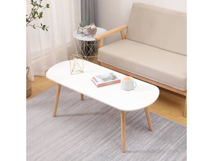Table basse ovale YIPEEMA - Blanc - 110*50*45CM