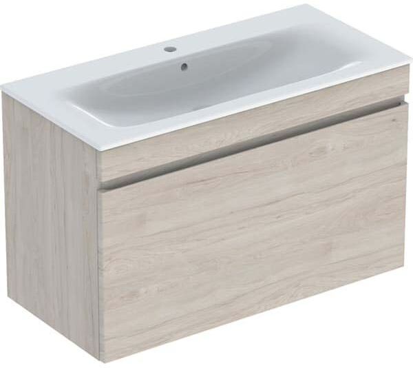Geberit Renova Plan meuble vasque 501917001 100x62,2x48cm, corps enduit noyer clair, vasque blanc
