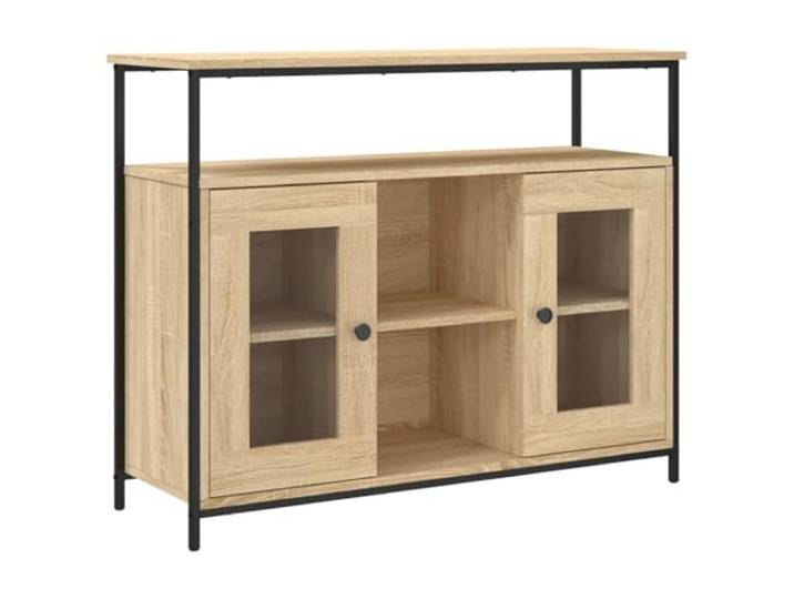 KGFHERENB Sideboard Sonoma-Eiche 100x35x80 cm Kommode Anrichte Flurschrank Vielseitiger Lagerschrank für Wohnzimmer & Flur: Robuster Holzwerkstoff in Sonoma-Eiche mit verstellbaren Beinen.