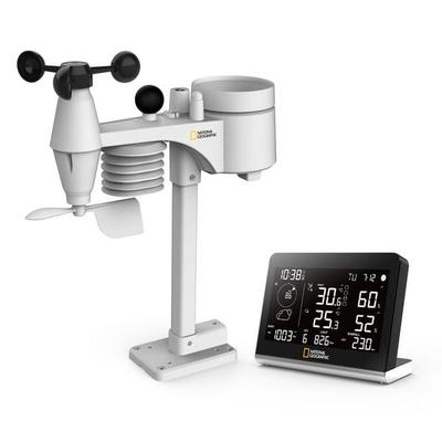 Bresser 14728 - NATIONAL GEOGRAPHIC Funkwetterstation SC mit 8-in-1-Außensensor und Farbwechsel