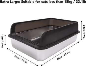 Inspire Curations SteelGuards XL Stainless Steel Cat Litter Box With Lid black Xl
