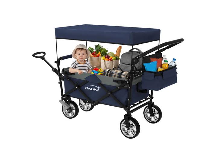 Hauki Bollerwagen, Blau, Metall, Rechteckig, 56x99x196 cm, Gartenzubehör, Gartenpflege