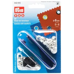 Prym Nähfrei-Ösen mit Scheiben, Größe: 5 mm Ø, Inhalt: 40 Stück