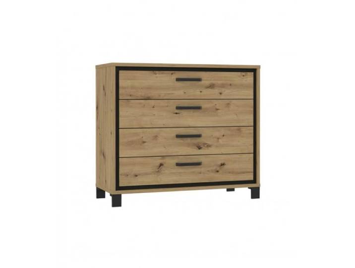 Commode - ALIA - 4 tiroirs - Chêne et métal noir