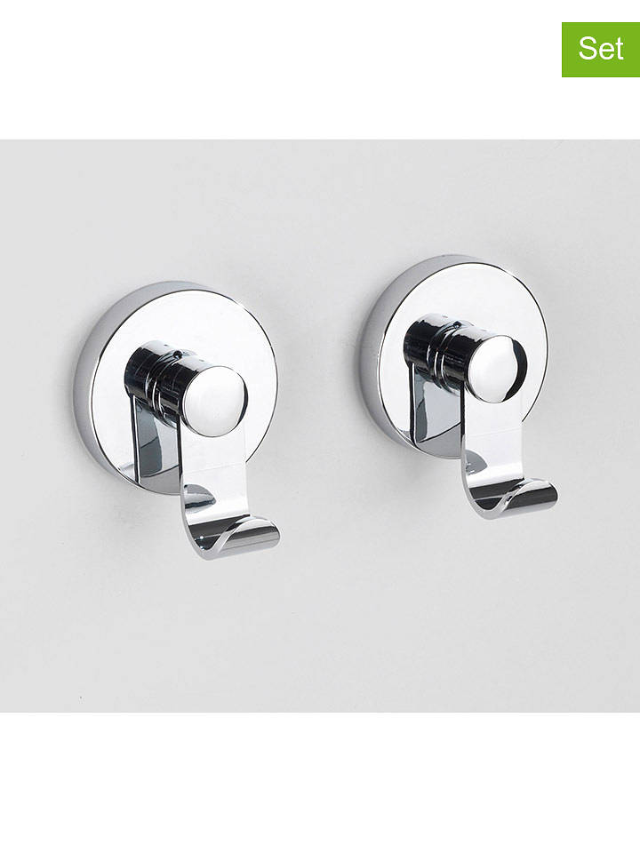 Wenko 2er-Set: Wandhaken in Silber - Ø 7 cm - onesize