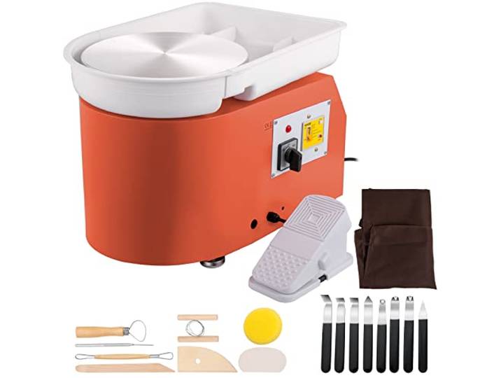 VEVOR Roue de Poterie Électrique Améliorée Tour Potier 350W 25cm Écran Tactile LCD Machine à Poterie Travail Céramique DIY Double Contrôle avec Pédale Machine Tour Argile Bassin Amovible Gris