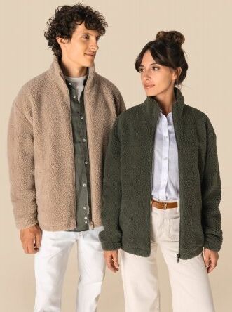 Felpa unisex in sherpa con zip e spalle spioventi Personalizzate o neutre Spasso