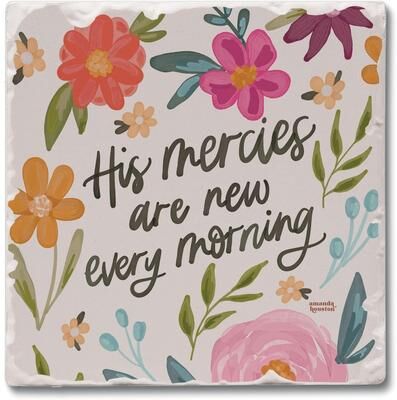 Thirstystone His Mercies 4 pack Tumbled Tile Coaster