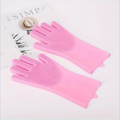 Uplifted Trends Pet Grooming Glove For Cats & Dogs Silicone Shampoo Scrubber & Hair Removal Glove Magic Dishwashing Cleaning Sponge pink