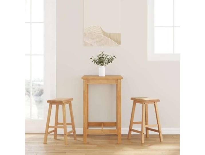 VIHHQGC Barhocker 2 STK. Natur Massivholz Gummibaum mit Fußstütze Ergonomisches Design, stoßfest, langlebig, integrierte Fußstütze, Esszimmer und Wohnzimmer