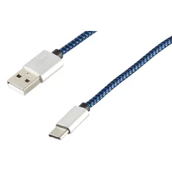 USB Ladekabel USB-A-Stecker > USB Typ C Stecker Nylon blau 0,9m